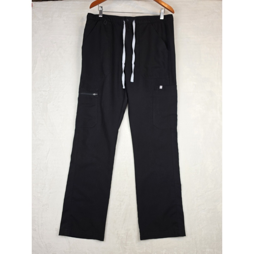 FIGS Technical Collection Cairo Cargo Scrub Pants Womens L Black Zip Fly